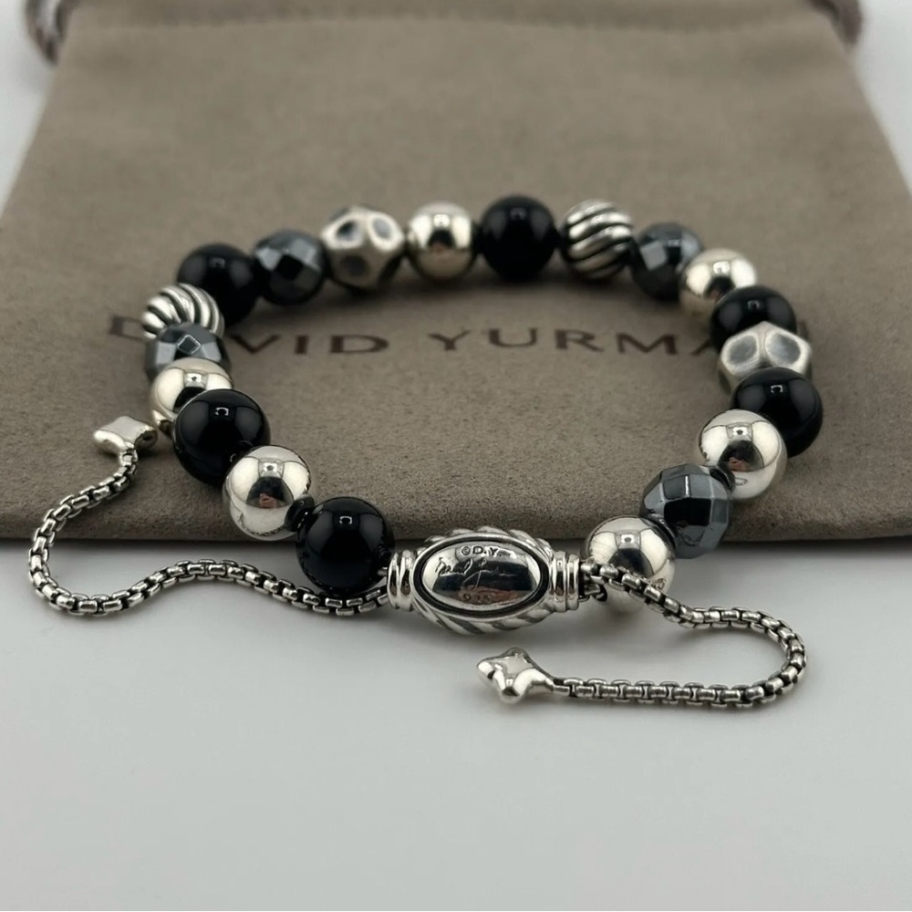 Authentic David Yurman Hematine and Onyx Elements Beaded Bracelet